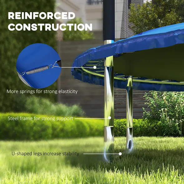 SPORTNOW 8ft Trampoline with Safety Enclosure Net, Steel Frame Outdoor Trampoline, with Edge, Safety Cover - 7