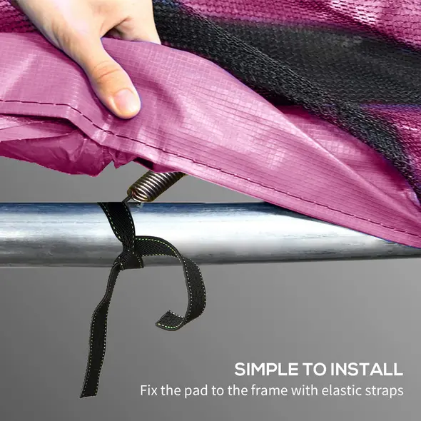 SPORTNOW 8FT Trampoline Spring Cover, Plastic Trampoline Pad Replacement with Elastic Cord, Waterproof, UV Resistant and Tear-Resistant, Pink - 6