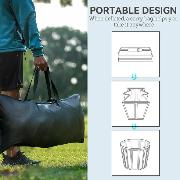 SPORTNOW 300L Outdoor Ice Bath Tub, with Lid, Cover, Carry Bag, Black - 7