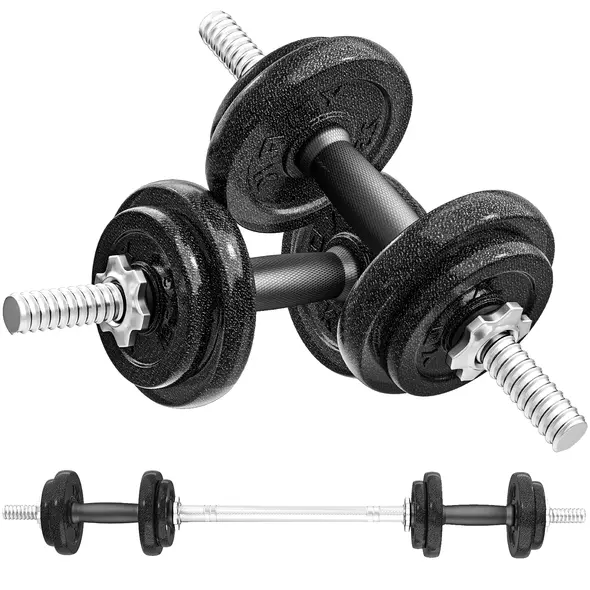SPORTNOW 2-in-1 Adjustable Dumbbells Set, 20kg Cast Iron Weights Dumbbells Set with Non-Slip Grip for Strength Training, Weight Lifting, Bodybuilding, Home Gym Workout Equipment for Men & Women - 1