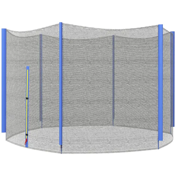 SPORTNOW 10ft Trampoline Net Replacement with 6 Plastic Pole Covers, Weather-Resistant Trampoline Netting Replacement with Zipped Entrance, Poles Not Included, Blue - 1
