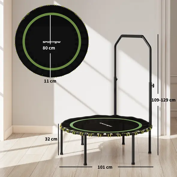 SPORTNOW 40" Foldable Fitness Trampoline Rebounder with Handle, Green - 3