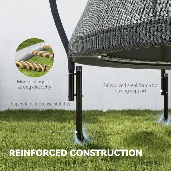 SPORTNOW 10ft Outdoor Trampoline with Enclosure Net, Spring Cover, Black - 7
