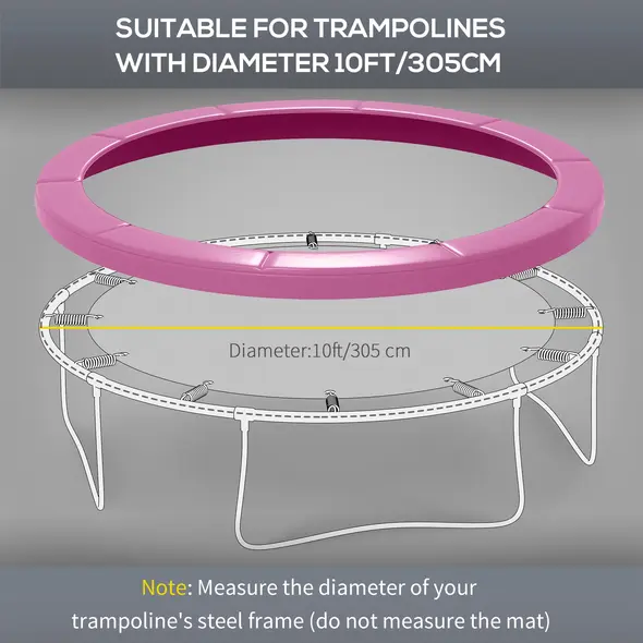SPORTNOW 10FT Trampoline Spring Cover, Plastic Trampoline Pad Replacement with Elastic Cord, Waterproof, UV Resistant and Tear-Resistant, Pink - 4