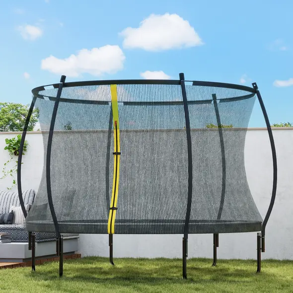 SPORTNOW 8ft Outdoor Trampoline with Enclosure Net, Spring Cover, Black - 8