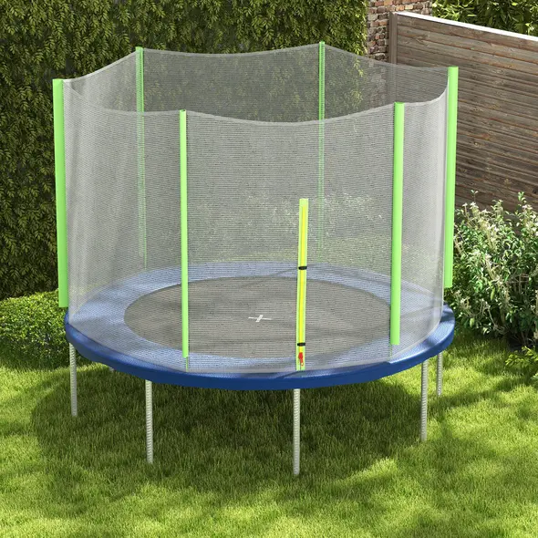 SPORTNOW 8ft Trampoline Net Replacement with 6 Plastic Pole Covers, Weather-Resistant Trampoline Netting Replacement with Zipped Entrance, Poles Not Included, Green - 7