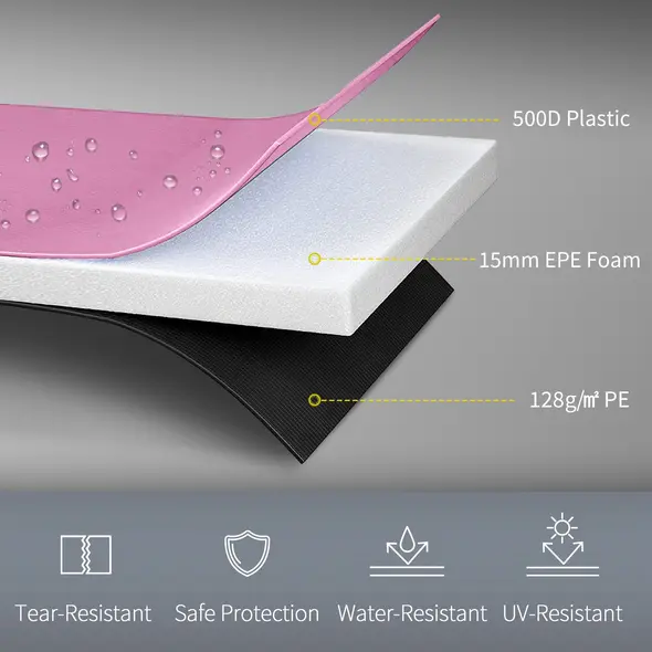 SPORTNOW 8FT Trampoline Spring Cover, Plastic Trampoline Pad Replacement with Elastic Cord, Waterproof, UV Resistant and Tear-Resistant, Pink - 5