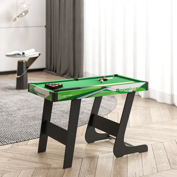 SPORTNOW 104cm Folding Mini Pool Table Set with 2 Cues, 16 Balls, Chalk, Triangle, Brush, Green - 7