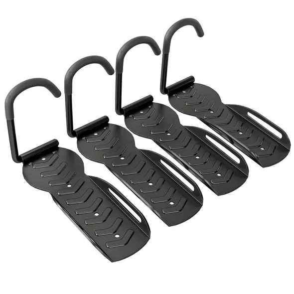 SPORTNOW 4 Pack Bike Rack, Wall Mounted Bicycle Hanger Hook, Foldable Garage Bike Wall Rack, Bicycle Storage Holder for Indoor Outdoor Use - 1