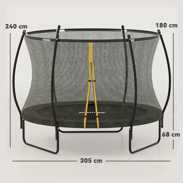 SPORTNOW 10ft Outdoor Trampoline with Enclosure Net, Spring Cover, Black - 3