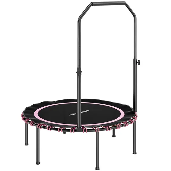 SPORTNOW 40" Foldable Fitness Trampoline Rebounder with Handle, Pink - 1