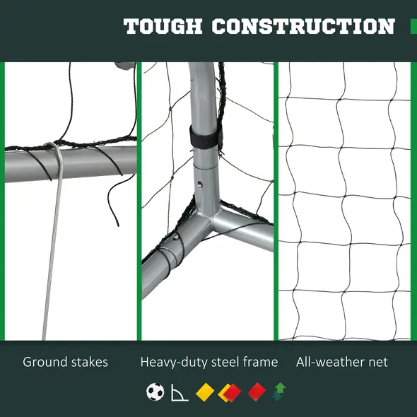 SPORTNOW 8ft x 5ft Football Goal, Set of 2 Football Net for Garden, Training Goal with Ground Stakes, Steel Frame - 5