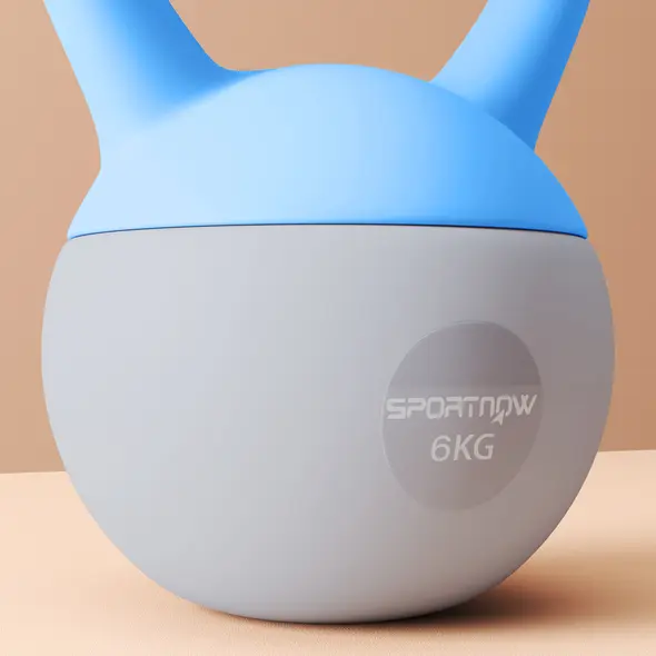 SPORTNOW 6KG Soft Kettlebell, Kettlebell with Non-Slip Handle for Home Gym, Weight Lifting, Strength Training, Light Blue/Grey - 8