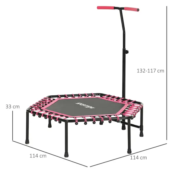 SPORTNOW 45" Rebounder Trampoline for Adults, Quiet Bungee Rebounder with LED Lights and Adjustable Handle, Pink - 3