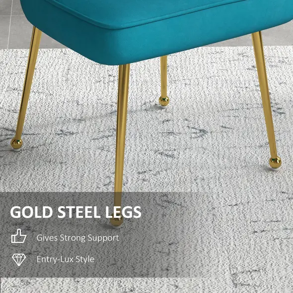 Set of 2 Velvet-Feel Shell Accent Chair - Blue - 6