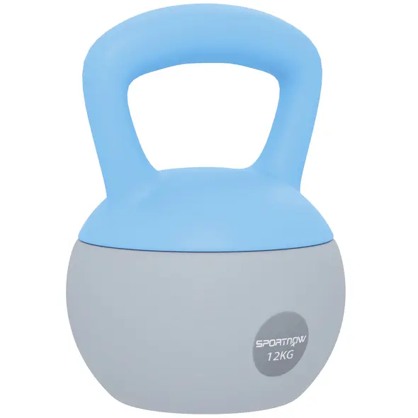 SPORTNOW 12KG Soft Kettlebell, Kettlebell with Non-Slip Handle for Home Gym, Weight Lifting, Strength Training, Light Blue/Grey - 1