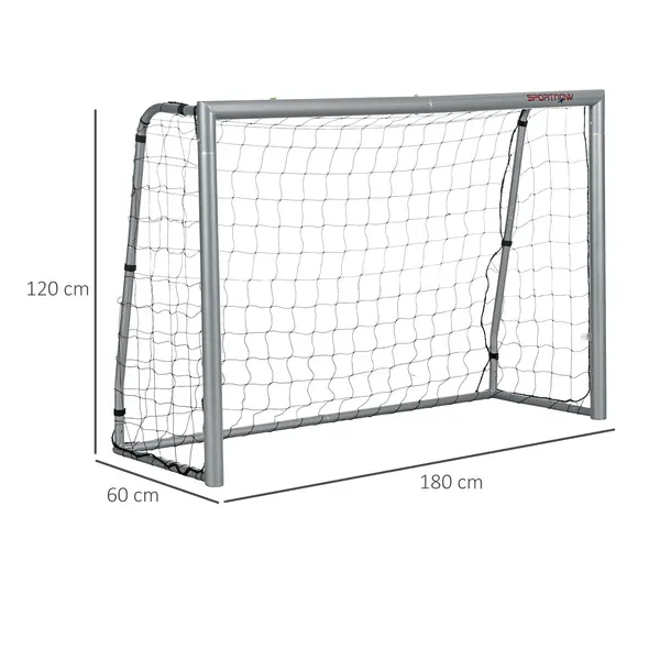 SPORTNOW 6ft x 4ft Football Goal, Set of 2 Football Net for Garden, Training Goal with Ground Stakes, Steel Frame - 3