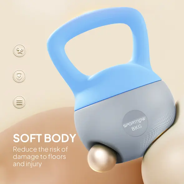 SPORTNOW 8KG Soft Kettlebell, Kettlebell with Non-Slip Handle for Home Gym, Weight Lifting, Strength Training, Light Blue/Grey - 4