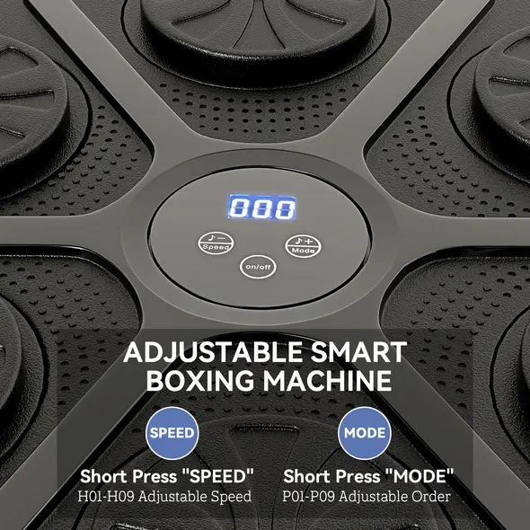 SPORTNOW Music Boxing Machine, Smart Bluetooth Boxing Machine Wall Mounted with 9 Speeds & Modes, LED Lights and Gloves, Punching Pad for Adults, Black - 4
