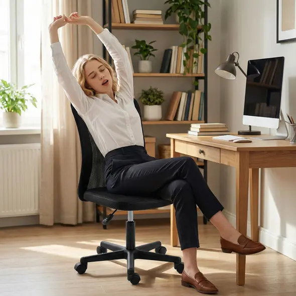 Vinsetto Computer Desk Chair, Armless Mesh Office Chair with Adjustable Height and Rolling Wheels, Black - 6