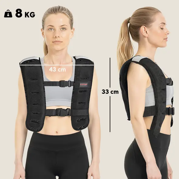SPORTNOW Weighted Vest, 8 kg Weight Vest with Adjustable Straps, Reflective Strips, Black - 3