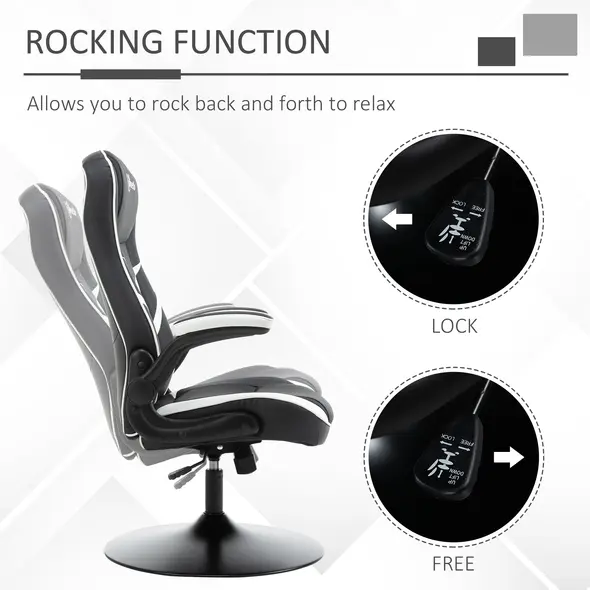 Vinsetto Gaming Chair Ergonomic Computer Chair with Adjustable Height Pedestal Base, Home Office Desk Chair PVC Leather Exclusive Swivel Chair Black - 5