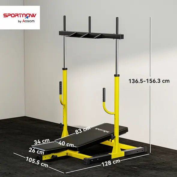 SPORTNOW Vertical Leg Press Machine with Adjustable Leg, Back and Head Positions, 1" Standard Plate Compatible, Yellow - 3