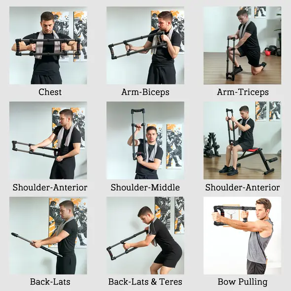 SPORTNOW Chest Expander, with 10-50kg Adjustable Resistance, for Home Gym, Office, Travel Workout - 5