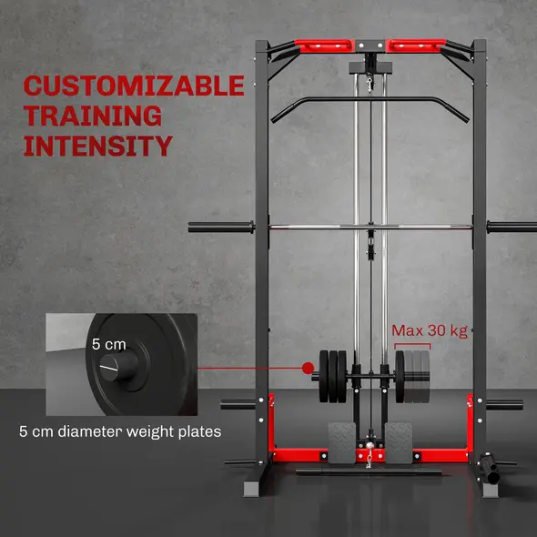 SPORTNOW Cable Crossover Machine, Multi-Function Power Rack with Pull Up Bar, Lat Pull Down System, Squat Rack, Barbell Bar - 5