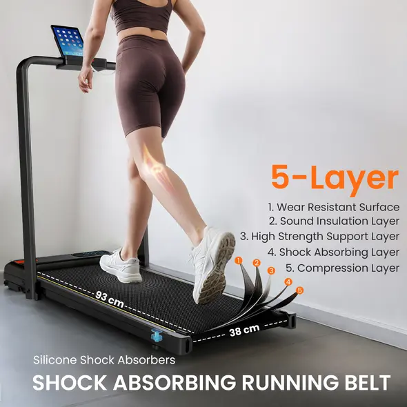 SPORTNOW Folding Walking Treadmill, Under Desk Walking Pad with Incline, Black - 6