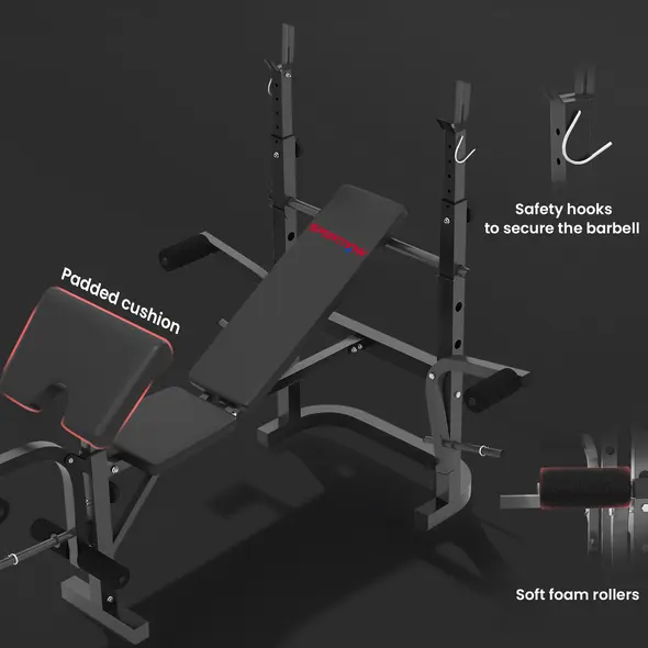 SPORTNOW Multi-Exercise Adjustable Weight Bench with Bench Press Rack - 7