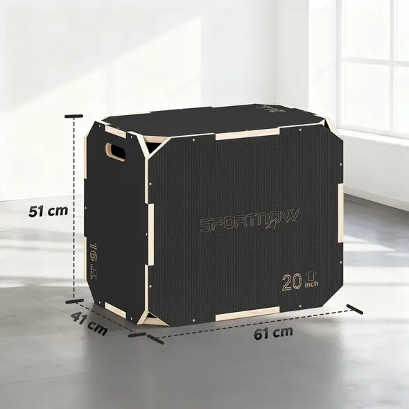 SPORTNOW Non-Slip Plyo Box, Corner-free Wooden Jump Box, 41 x 61 x 51 cm - 3