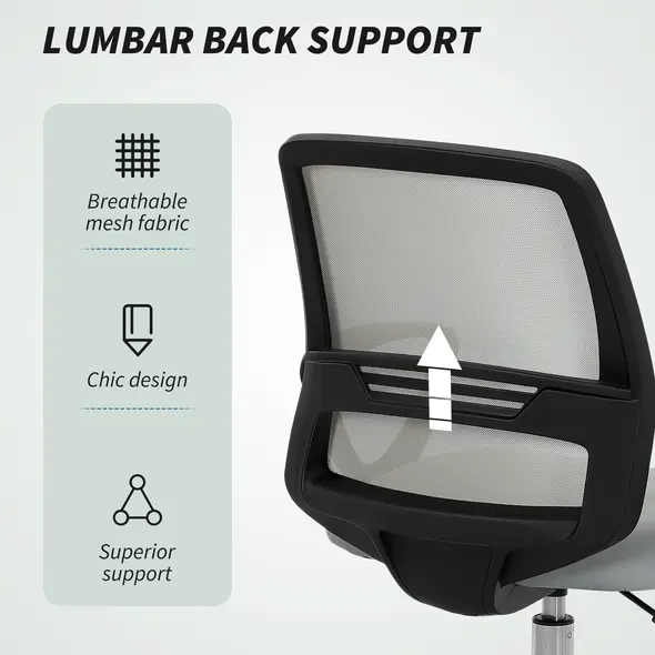 Vinsetto 100-120cm Draughtsman Office Chair, with Footrest - Light Grey - 5