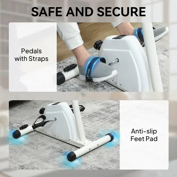 SPORTNOW Seated Pedal Exerciser with Dual Massage and Adjustable Height - 8