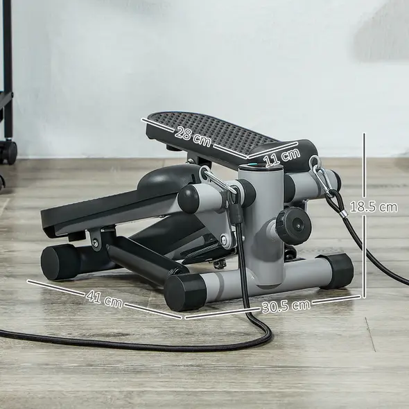 SPORTNOW Mini Stepper, Compact Step Machine Exerciser for Home Workouts, with Resistance Bands, LCD Monitor, Non-Slip Pedals - 3