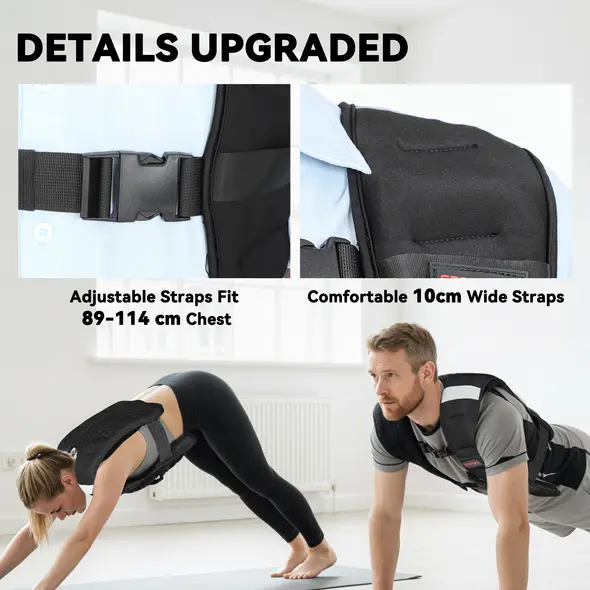 SPORTNOW Weighted Vest, 5 kg Weight Vest with Adjustable Straps, Reflective Strips, Black - 5