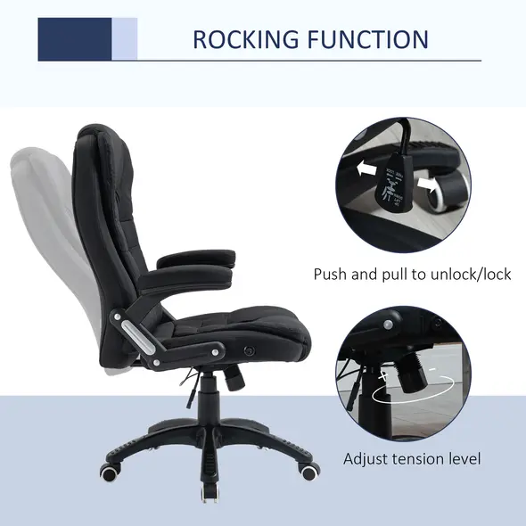 Vinsetto Ergonomic Office Chair Comfortable Desk Chair with Armrests Adjustable Height Reclining and Tilt Function Black - 5