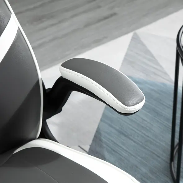 Vinsetto Gaming Chair Ergonomic Computer Chair with Adjustable Height Pedestal Base, Home Office Desk Chair PVC Leather Exclusive Swivel Chair Grey - 7