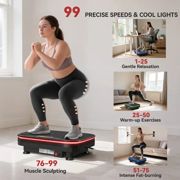 SPORTNOW Vibration Plate Exercise Machine with Cool Lights, 99 Speed Levels - 4