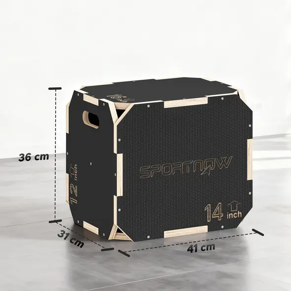 SPORTNOW Non-Slip Plyo Box, Corner-free Wooden Jump Box, 31 x 36 x 41 cm - 3
