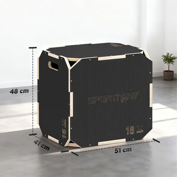 SPORTNOW Non-Slip Plyo Box, Corner-free Wooden Jump Box, 41 x 51 x 48 cm - 3