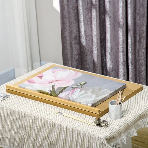 Vinsetto Desktop Table A2 Easel Craft Workstation, Adjustable Beechwood Table Top Easel, Portable Folding Artist Drawing & Sketching Board for Adults, Beginners, Artists Painting - 8