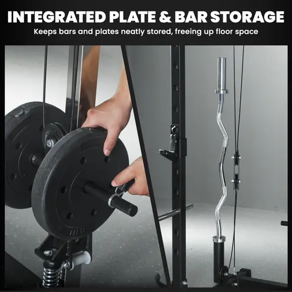 SPORTNOW Lat Pull-Down Home Gym Machine with Cable Crossover for Home Strength Training, Black - 8