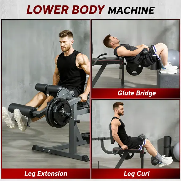 SPORTNOW Seated Leg Extension and Curl Machine, Adjustable Leg Raise Machine and Curl Machine with Plate Loaded for Hip, Thigh, Lower Body Workout - 4