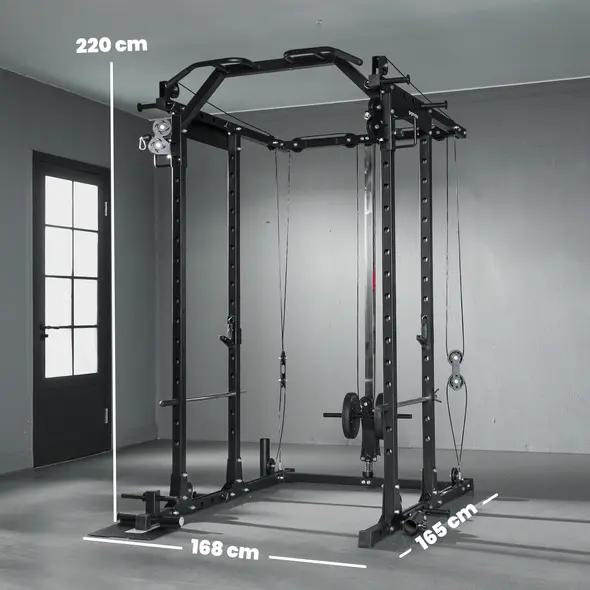 SPORTNOW Lat Pull-Down Home Gym Machine with Cable Crossover for Home Strength Training, Black - 3