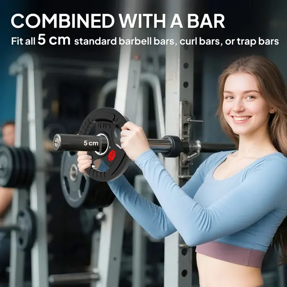 SPORTNOW Olympic Weight Plates, 2"/5cm Weight Disc Pair with Tri-Grips, 2 x 2.5kg Dumbbell Plates for Weightlifting and Strength Training Home Gym Fitness Workout, Black - 5