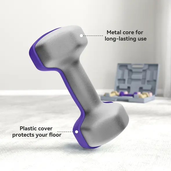 SPORTNOW 9kg Hex Dumbbells Set of 6, Hand Weights with Carry Case for Home Gym Strength Training, 2 x 1kg, 2 x 1.5kg, 2 x 2kg - 6