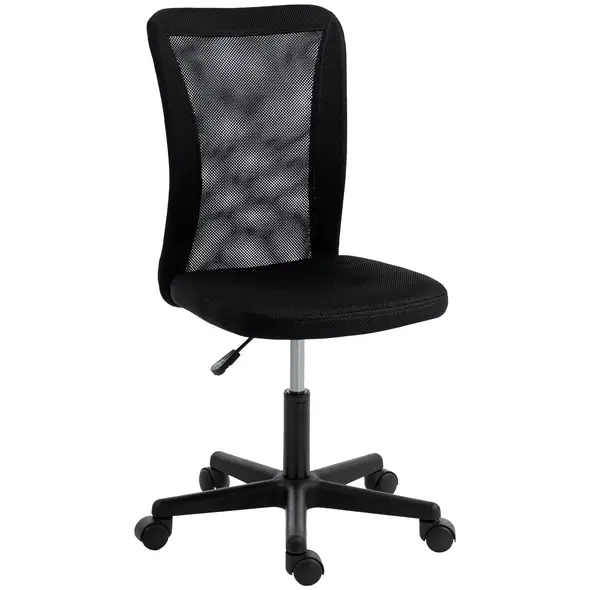 Vinsetto Computer Desk Chair, Armless Mesh Office Chair with Adjustable Height and Rolling Wheels, Black - 1