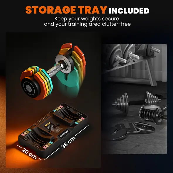 SPORTNOW Adjustable Dumbbells Set with Safety Locking Mechanism, Multicoloured - 7