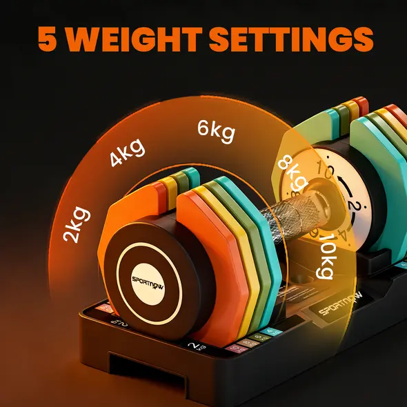 SPORTNOW Adjustable Dumbbells Set with Safety Locking Mechanism, Multicoloured - 4